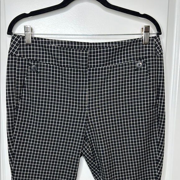 LOFT Petites Size 10 Marisa Black White Grid Cropped Stretch Trouser Pants $80 - Picture 5 of 13